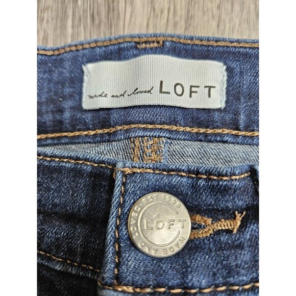 (3/$35) LOFT Jeans Womens 26 / 2 Blue Modern Skinny Raw Frayed Hem Ankle Denim - Picture 5 of 13